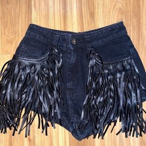 **SOLD***Camera denim fringe shorts